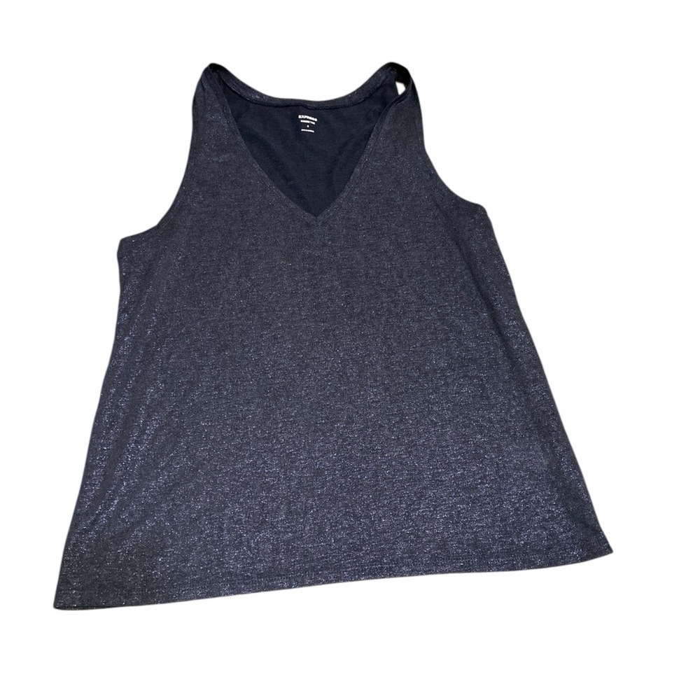 Women's Black Sleeveless Top by Express stretchy shimmering V neck comfortable